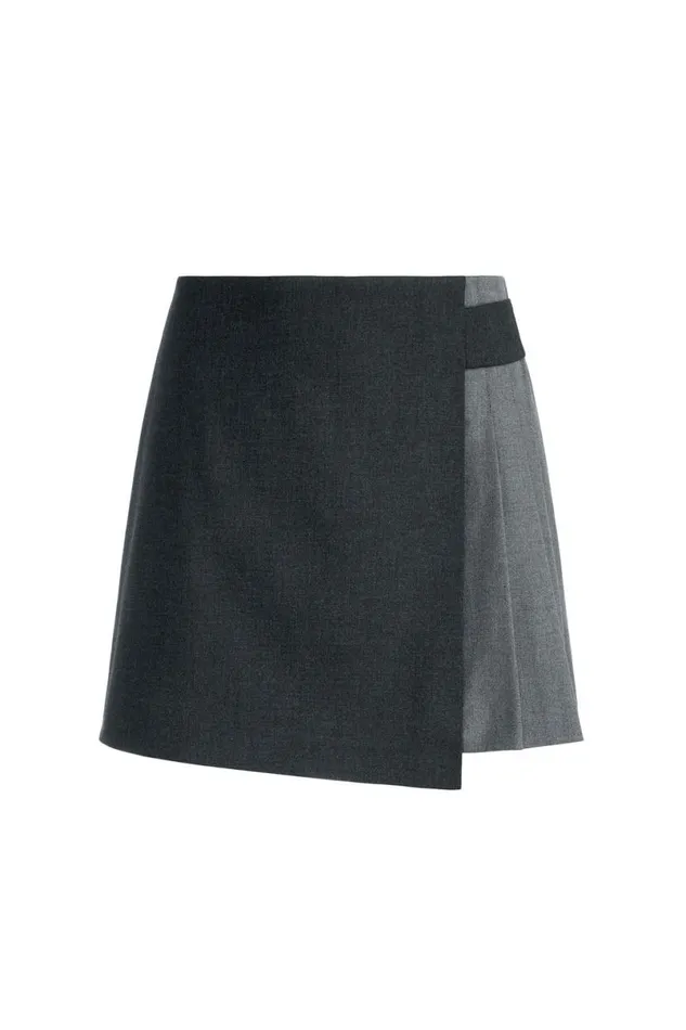 Alice Olivia Toni Mini Skirt Charcoal Grey Melange Women Skirts
