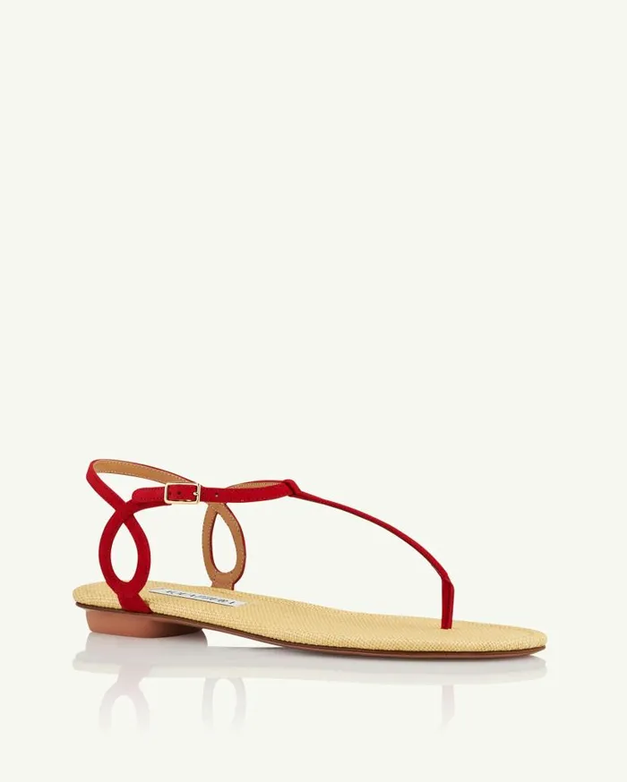 Almost Bare Sandal Flat Red Women Aquazzura Flats