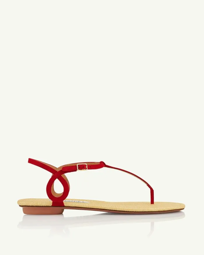 Almost Bare Sandal Flat Red Women Aquazzura Flats Almost Bare Sandal Flat Red Women Aquazzura Flats