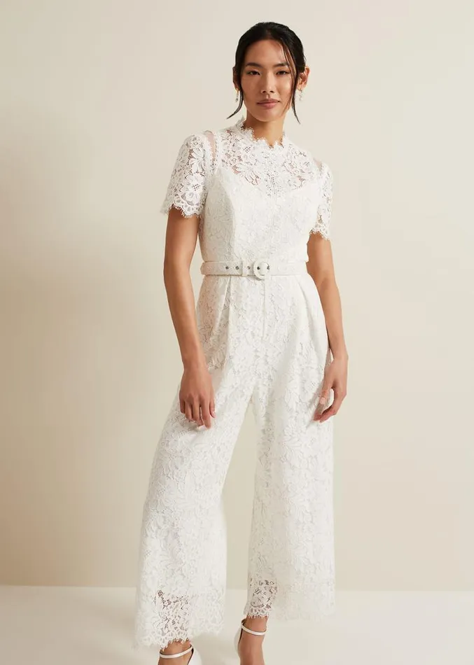 Amaliah Lace Jumpsuit Ivory Women Phase Eight Dresses