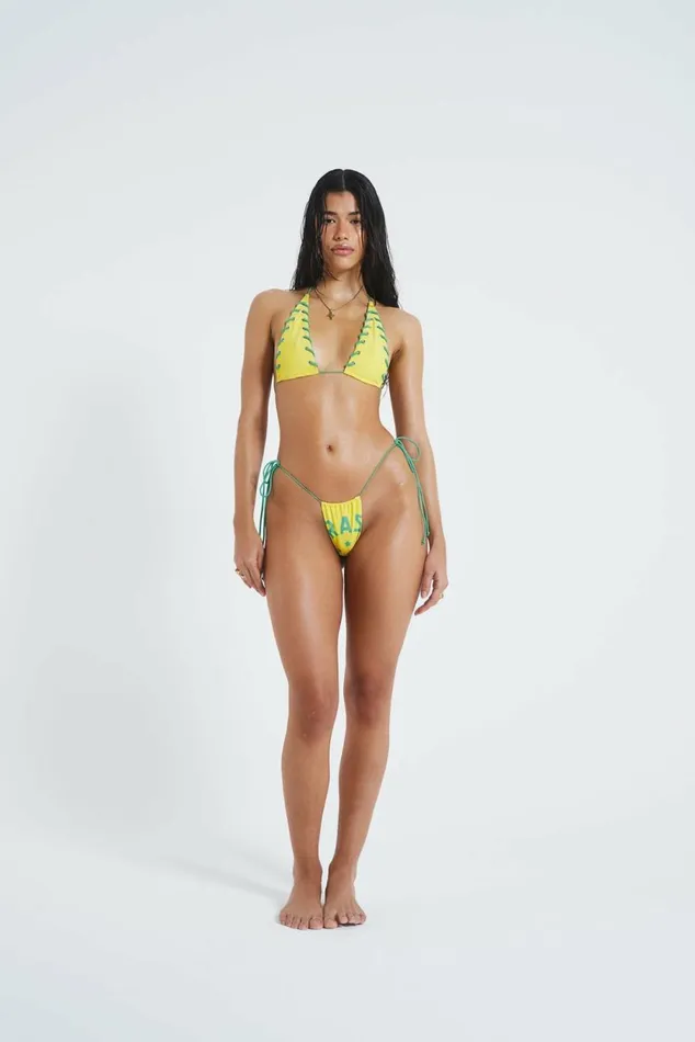 Amarela Laced Edge Halter Neck Bikini Top Yellow Women Jaded London Bikini Tops Amarela Laced Edge Halter Neck Bikini Top Yellow Women Jaded London Bikini Tops