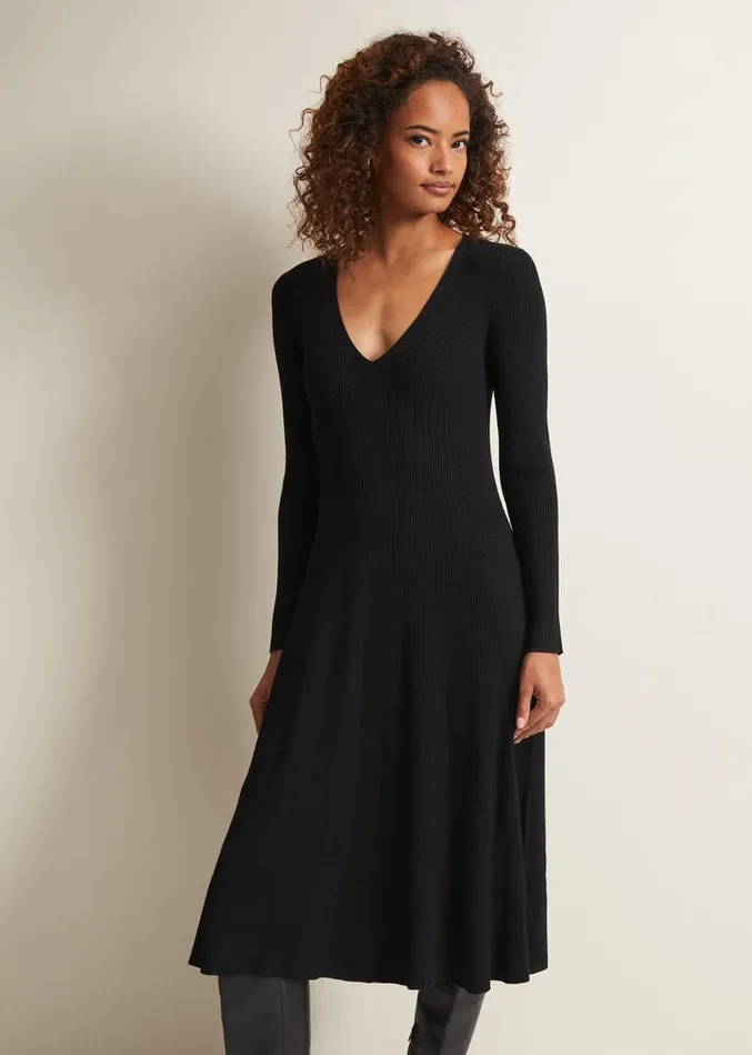 Amberlyn Black Fit And Flare Midi Dress Black Women Phase Eight Dresses