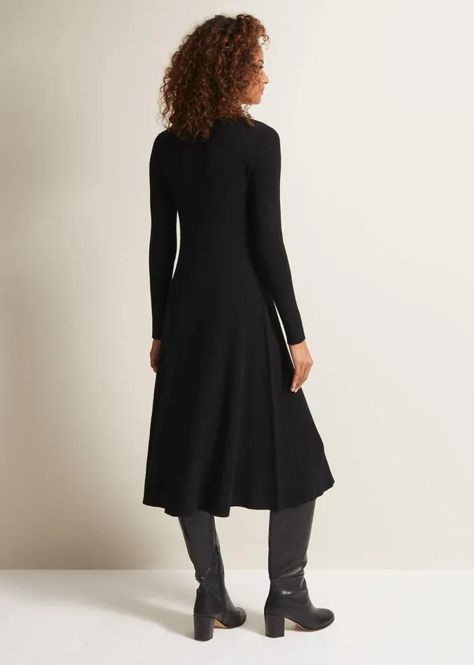 Amberlyn Black Fit And Flare Midi Dress Black Women Phase Eight Dresses