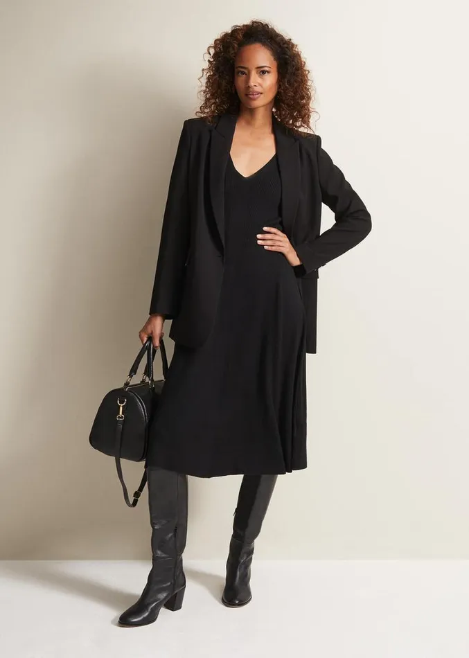 Amberlyn Black Fit And Flare Midi Dress Black Women Phase Eight Dresses