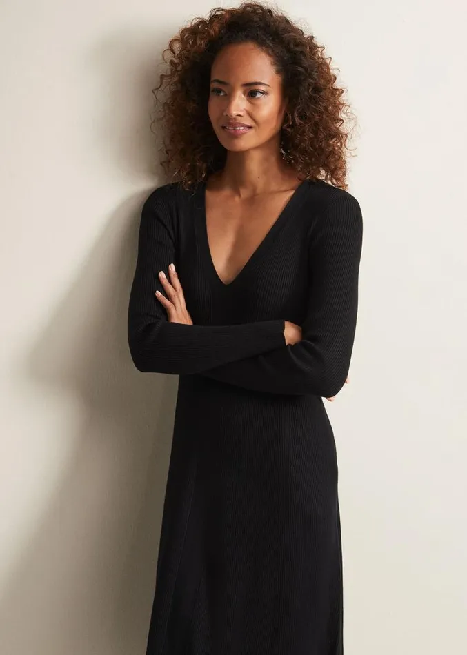 Amberlyn Black Fit And Flare Midi Dress Black Women Phase Eight Dresses