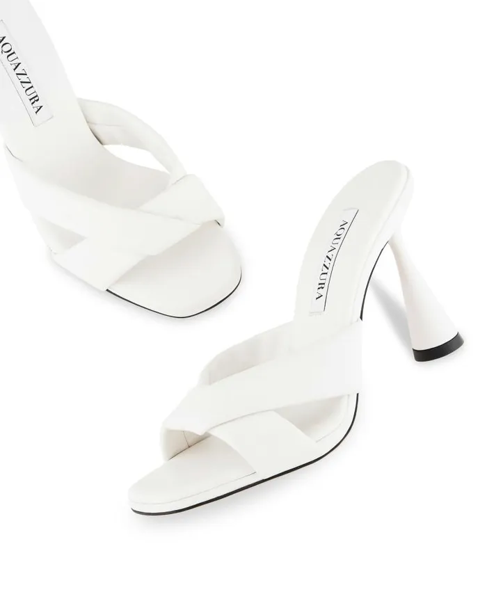 Amore Mule 95 White Women Aquazzura Sandals Amore Mule 95 White Women Aquazzura Sandals