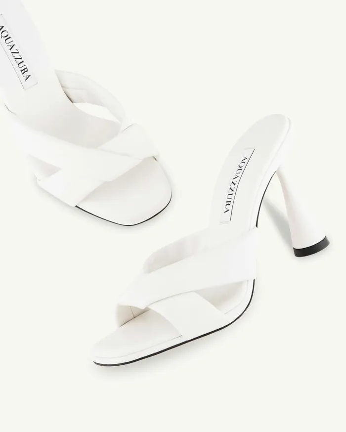 Amore Mule 95 White Women Aquazzura Sandals Amore Mule 95 White Women Aquazzura Sandals