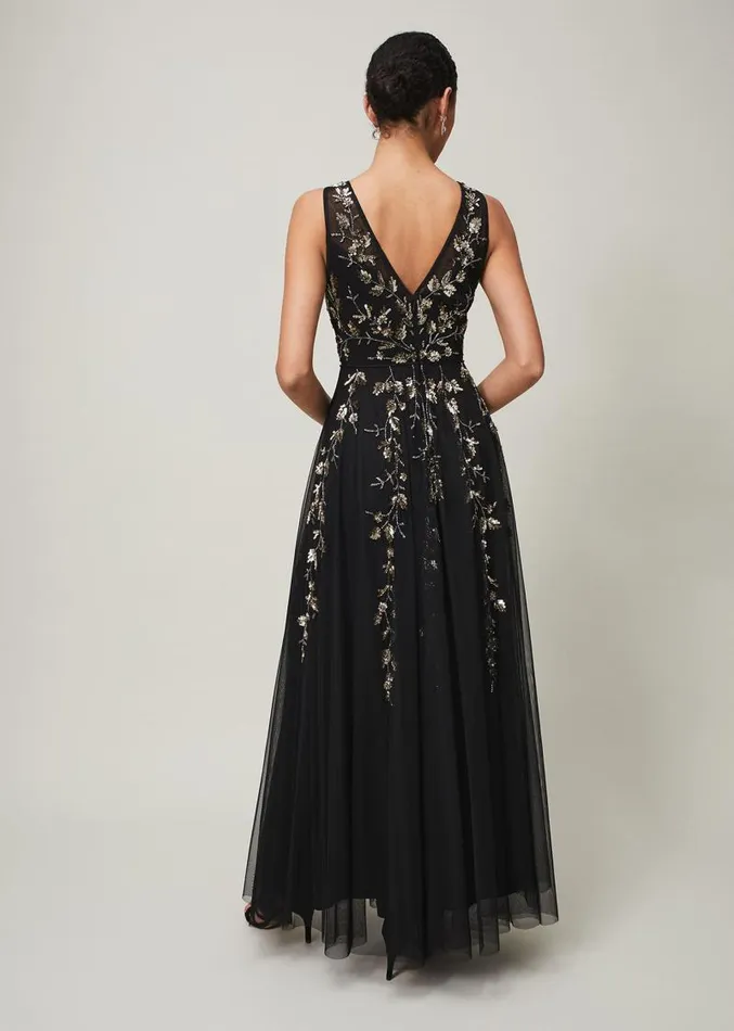 Anabella Beaded Tulle Dress Blackgold Women Phase Eight Dresses