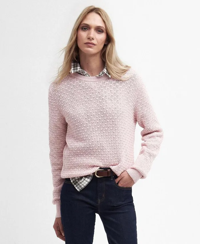 Angelonia Crew Neck Jumper Mousse Pink Women Barbour Jumpers