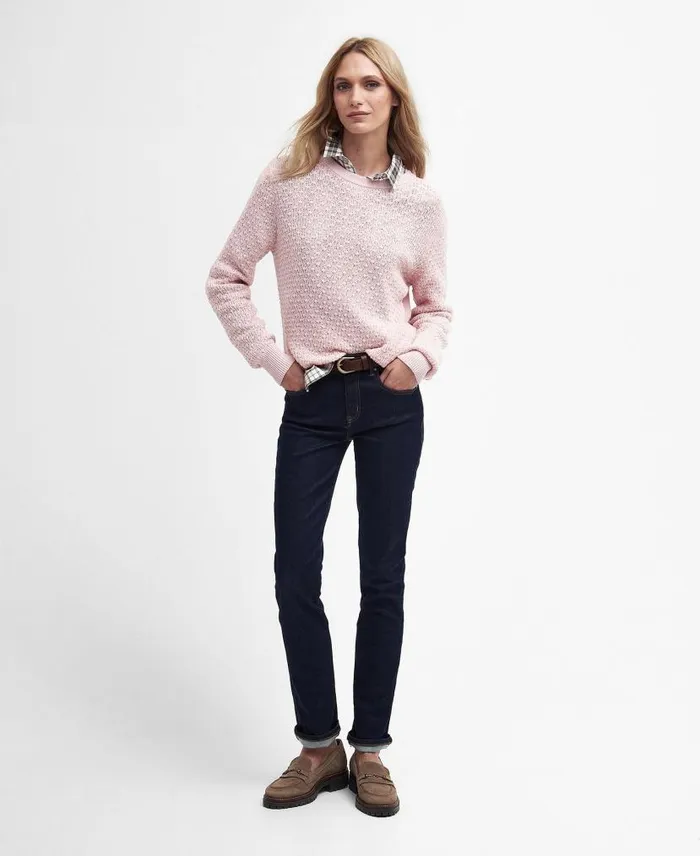 Angelonia Crew Neck Jumper Mousse Pink Women Barbour Jumpers