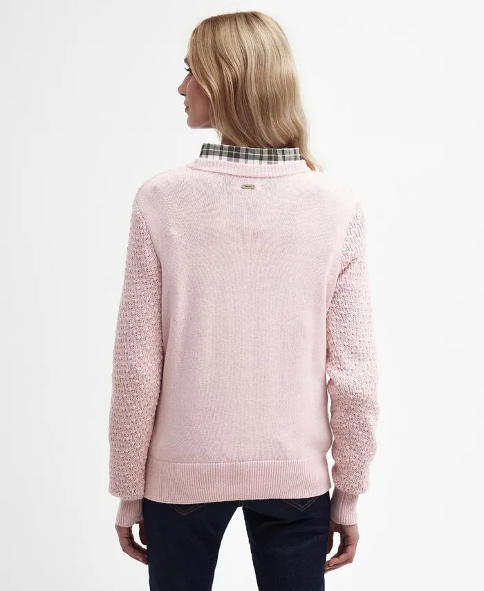 Angelonia Crew Neck Jumper Mousse Pink Women Barbour Jumpers