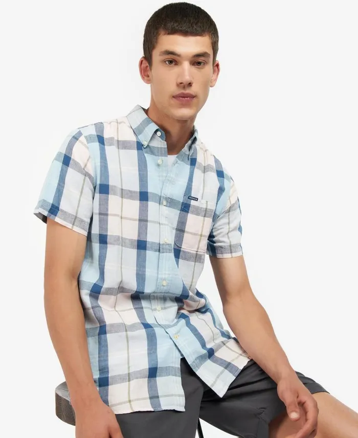 Angus Tailored Shirt Pink Salt Tartan Men Barbour Shirts