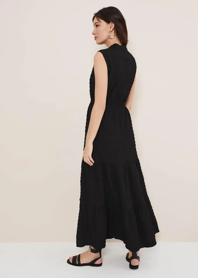 Anika Textured Sleeveless Midi Dress Black Women Phase Eight Dresses