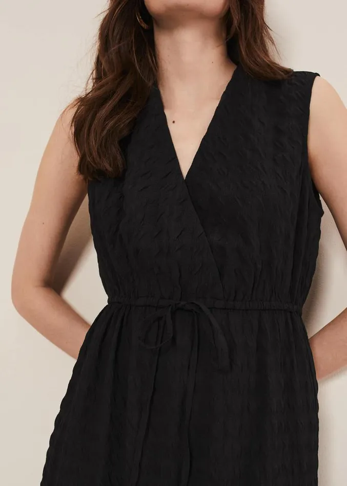 Anika Textured Sleeveless Midi Dress Black Women Phase Eight Dresses