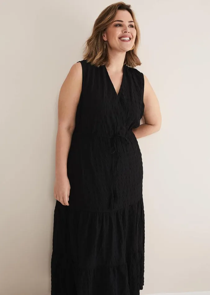 Anika Textured Sleeveless Midi Dress Black Women Phase Eight Dresses