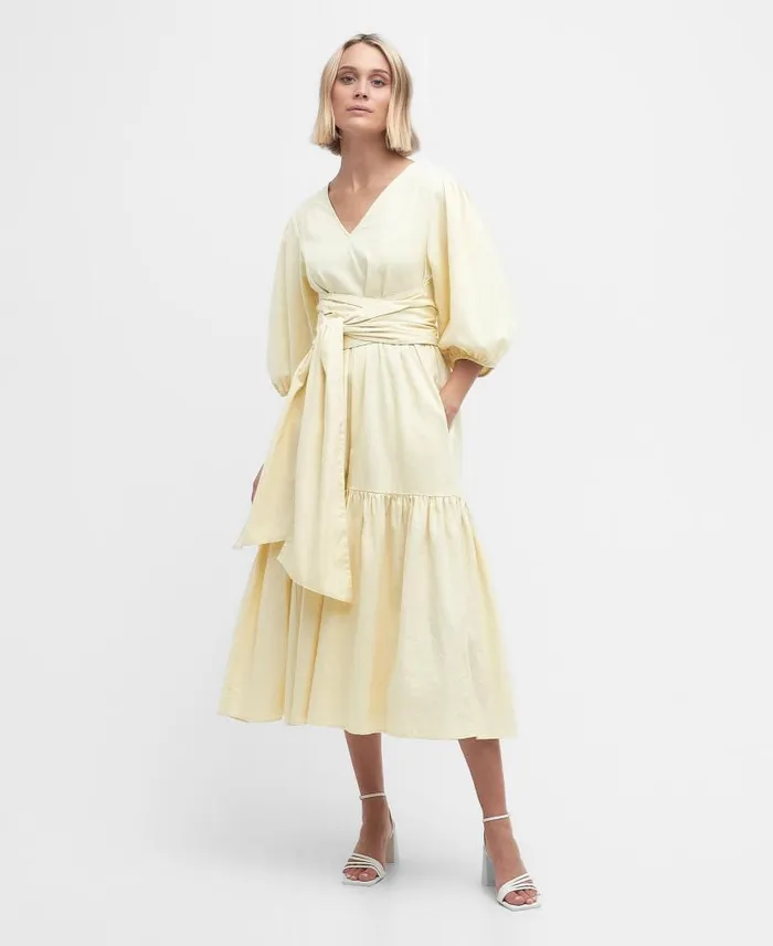 Annie Midi Dress Lemon Souffle Women Barbour Dresses and Skirts