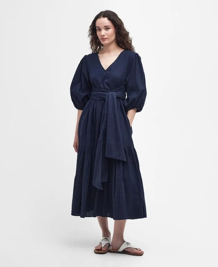 Annie Midi Dress Lemon Souffle Women Barbour Dresses and Skirts
