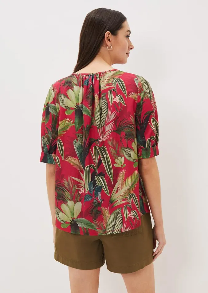Antonia Tropical Print Top Hot Pink Women Phase Eight Tops and TShirts