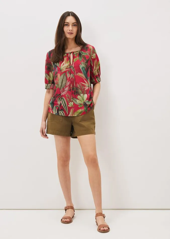 Antonia Tropical Print Top Hot Pink Women Phase Eight Tops and TShirts