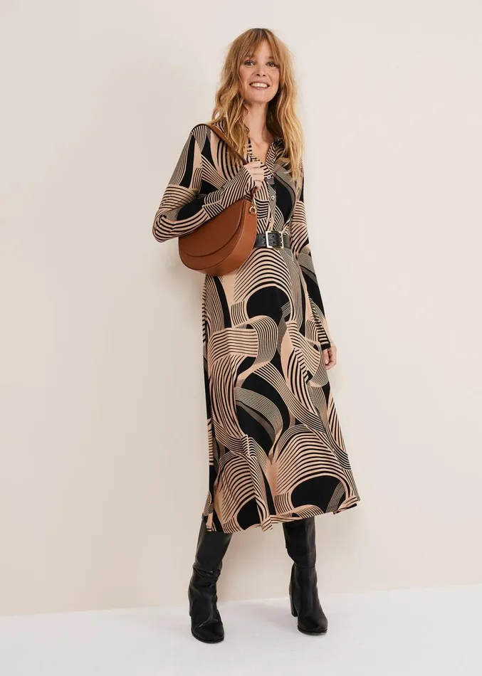 April Tie Shirt Dress Blackcamel Women Phase Eight Dresses