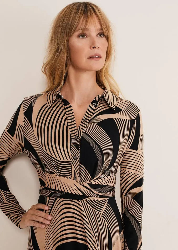 April Tie Shirt Dress Blackcamel Women Phase Eight Dresses
