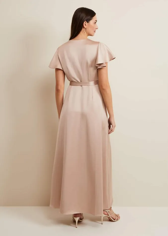 Arabella Satin Maxi Dress Latte Women Phase Eight Dresses