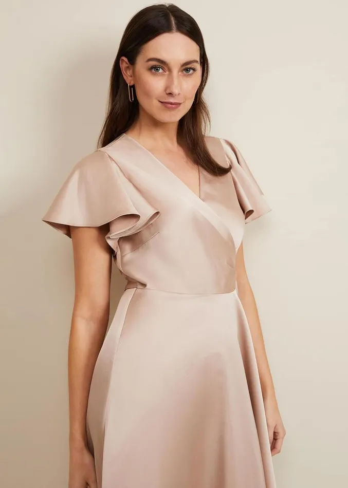 Arabella Satin Maxi Dress Latte Women Phase Eight Dresses