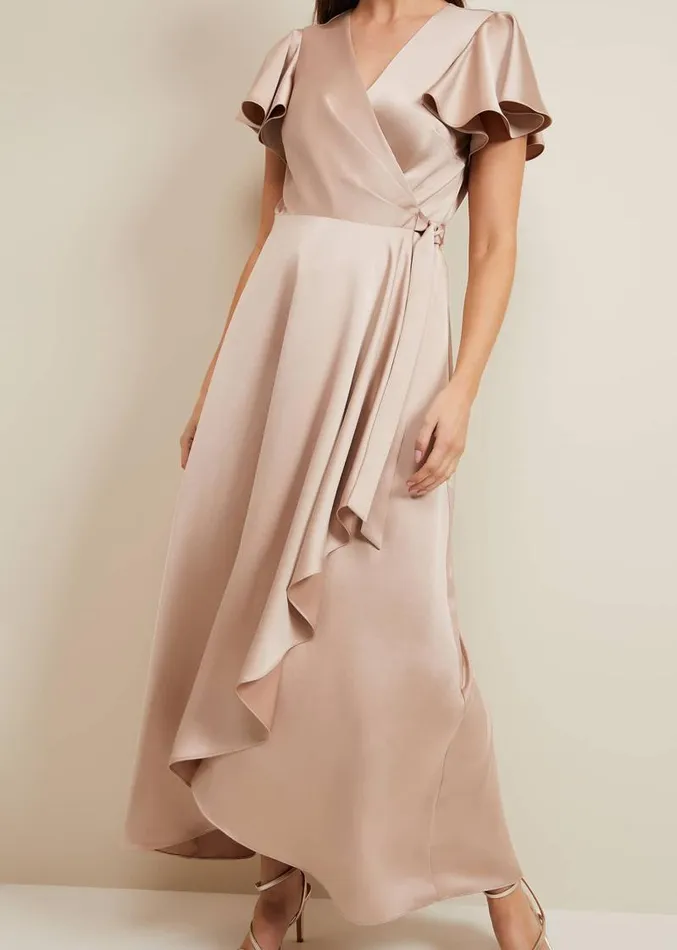 Arabella Satin Maxi Dress Latte Women Phase Eight Dresses