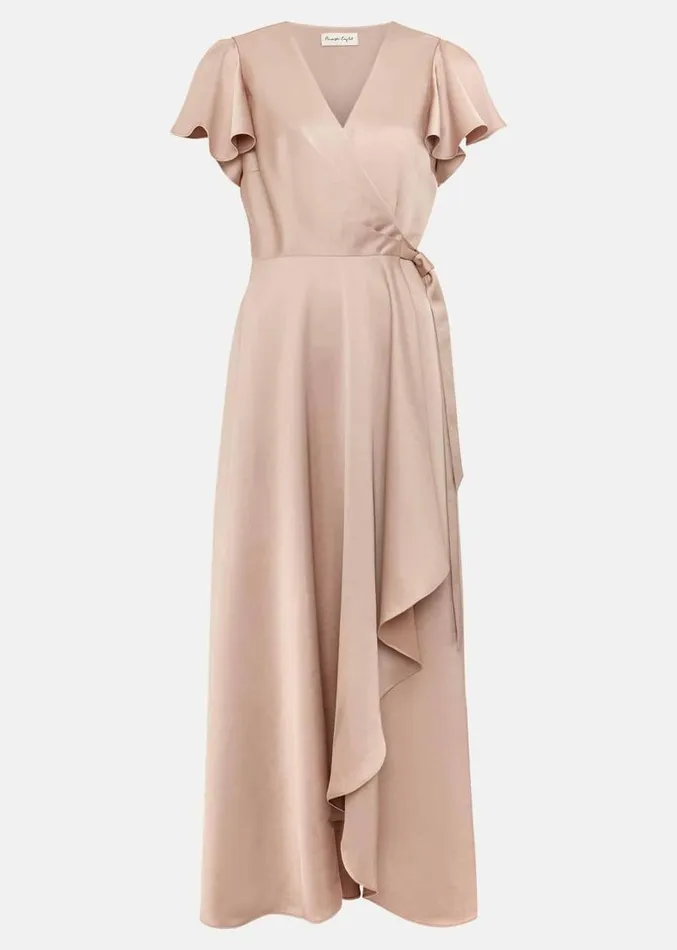 Arabella Satin Maxi Dress Latte Women Phase Eight Dresses