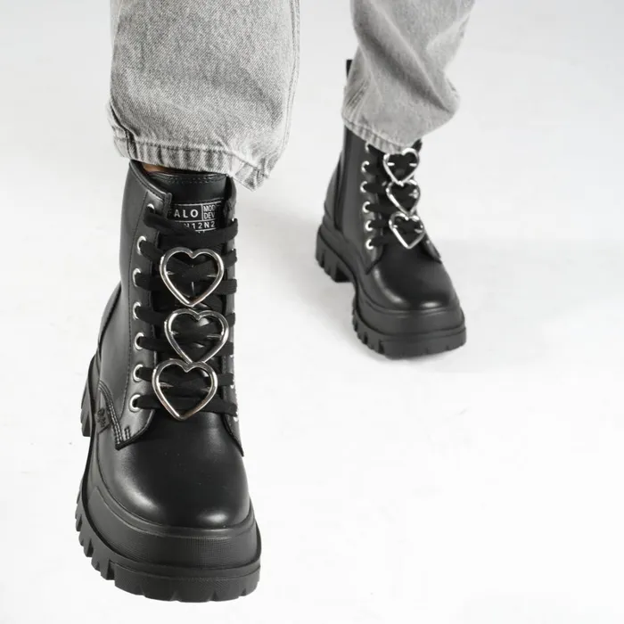 Aspha Rld Heart Schwarzsilber Buffalo Boots and AnkleBoots