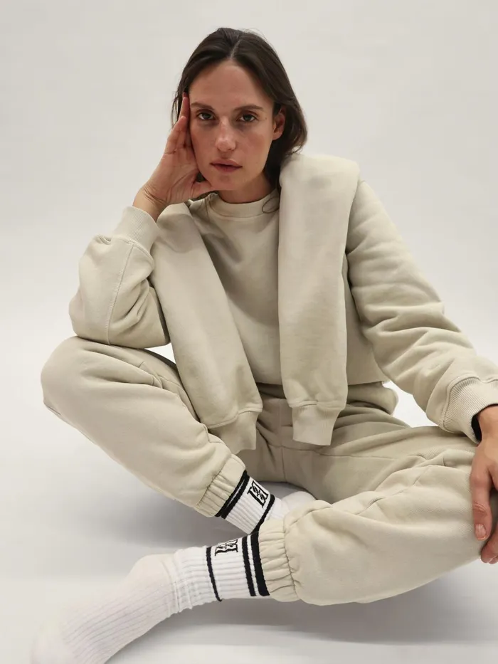 Athleisure Wear Women By Malene Birger Apalia Organic Cotton Sweatshirt Oyster Gray