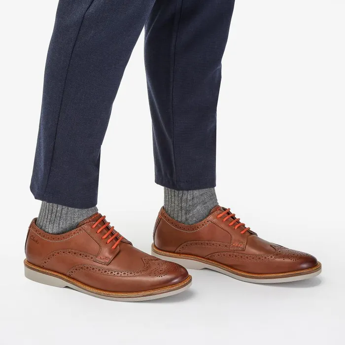 Atticus LT Limit Dark Tan Leather Men Clarks Casual Dress Shoes