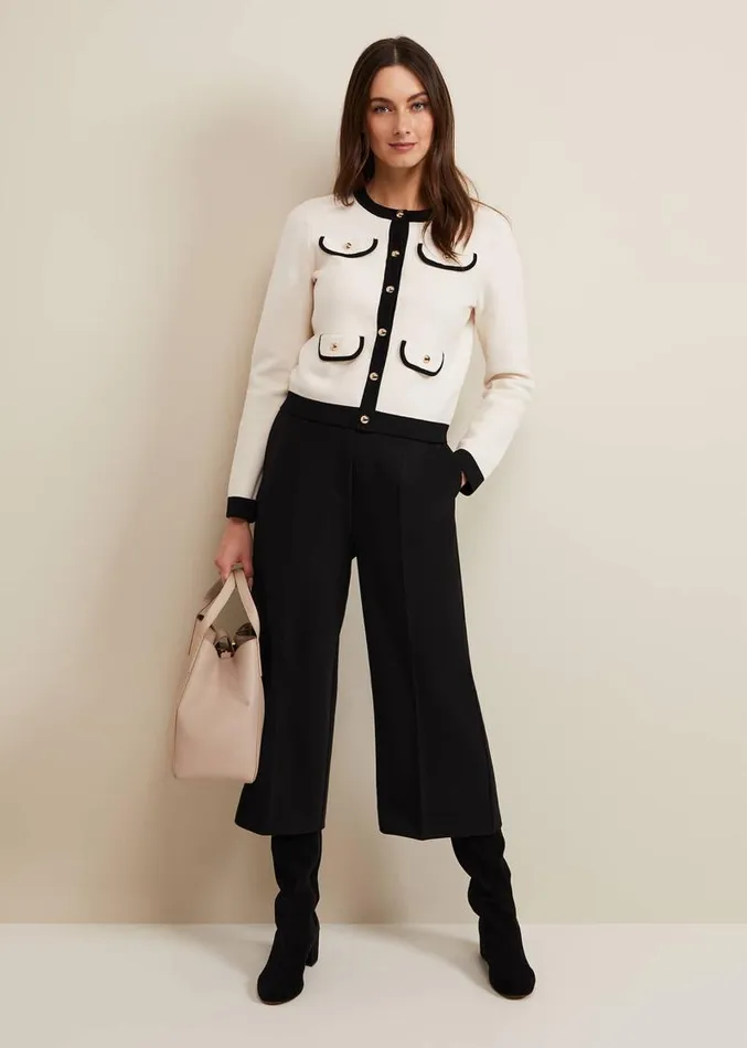 Aubrielle Clean Crepe Culotte Black Women Phase Eight Trousers
