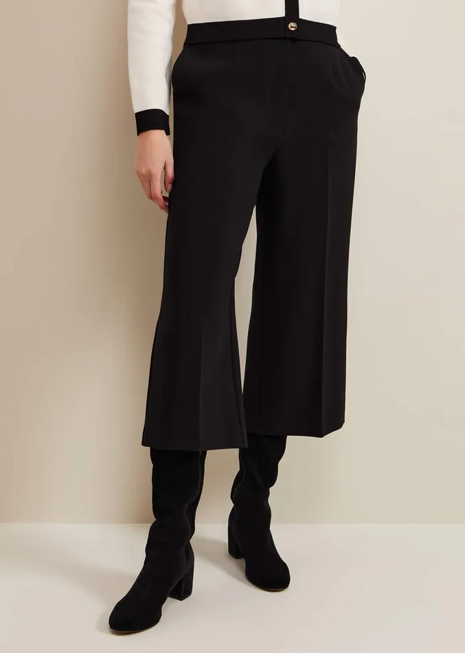 Aubrielle Clean Crepe Culotte Black Women Phase Eight Trousers