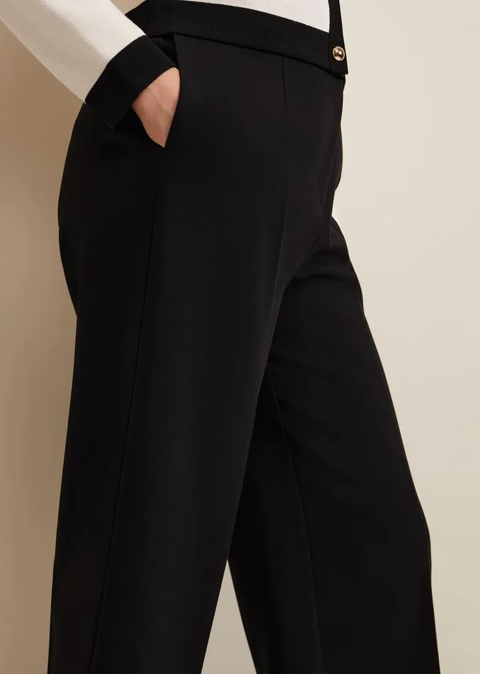 Aubrielle Clean Crepe Culotte Black Women Phase Eight Trousers