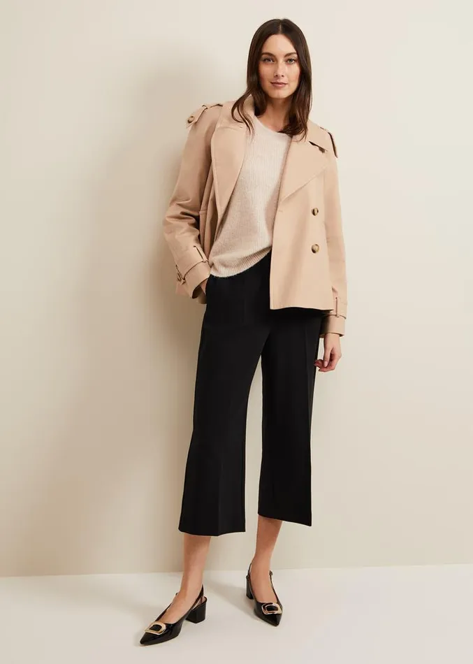 Aubrielle Clean Crepe Culotte Black Women Phase Eight Trousers