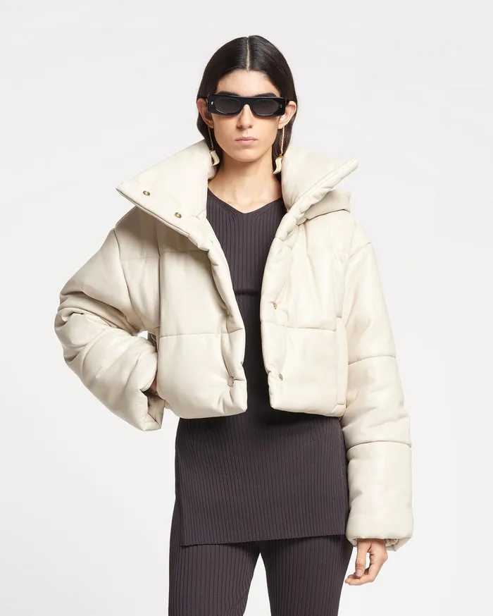 Aveline Okobor AltLeather Jacket Creme Women Nanushka Jackets and Blazers