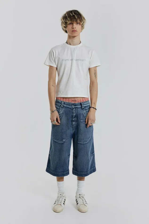 Axle Acid Wash Denim Jorts Blue Men Jaded London Shorts and Jorts