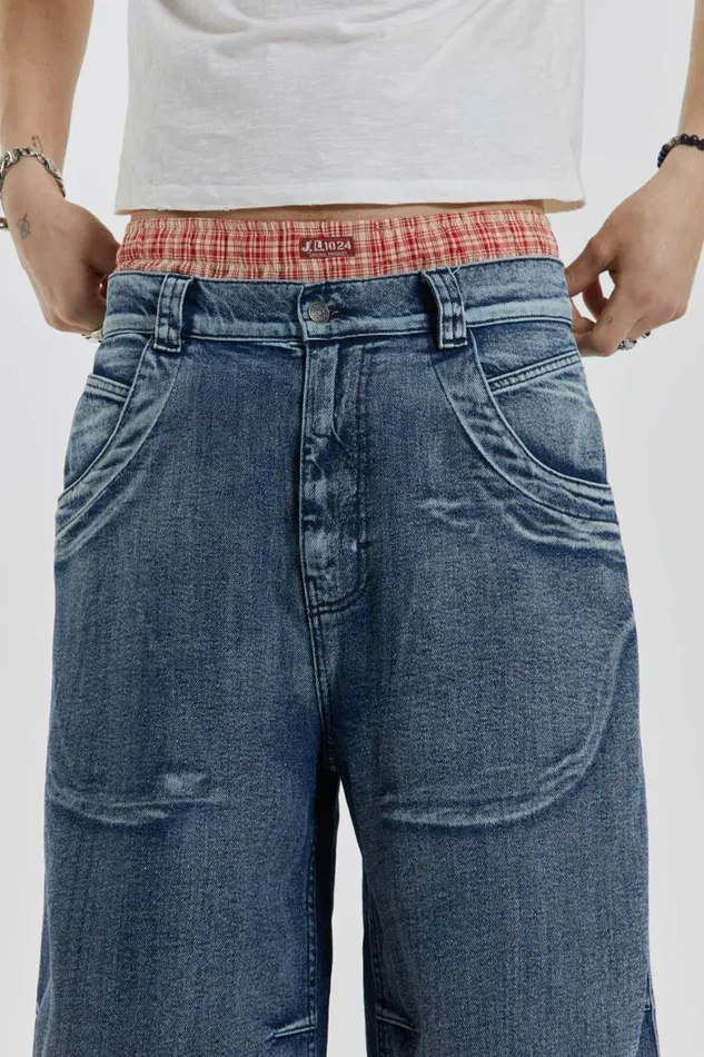 Axle Acid Wash Denim Jorts Blue Men Jaded London Shorts and Jorts Axle Acid Wash Denim Jorts Blue Men Jaded London Shorts and Jorts