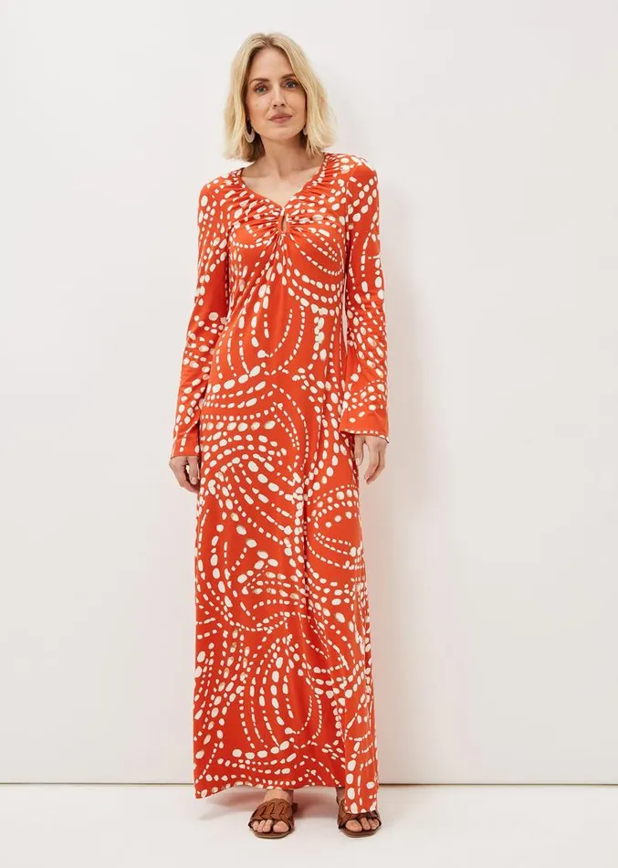 Ayla Spot Print Midi Dress Burnt Orange Women Phase Eight Dresses