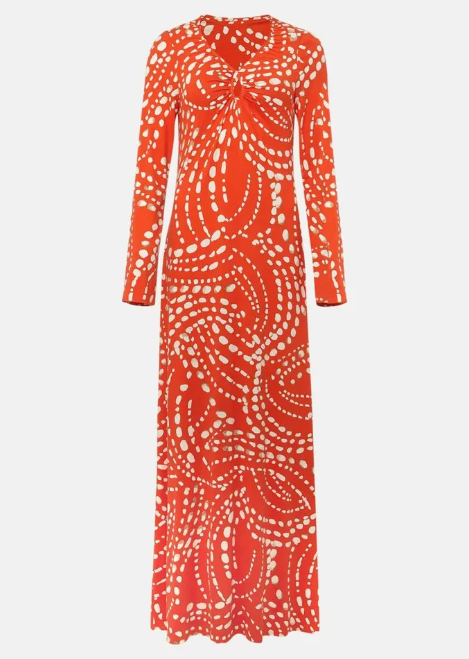 Ayla Spot Print Midi Dress Burnt Orange Women Phase Eight Dresses