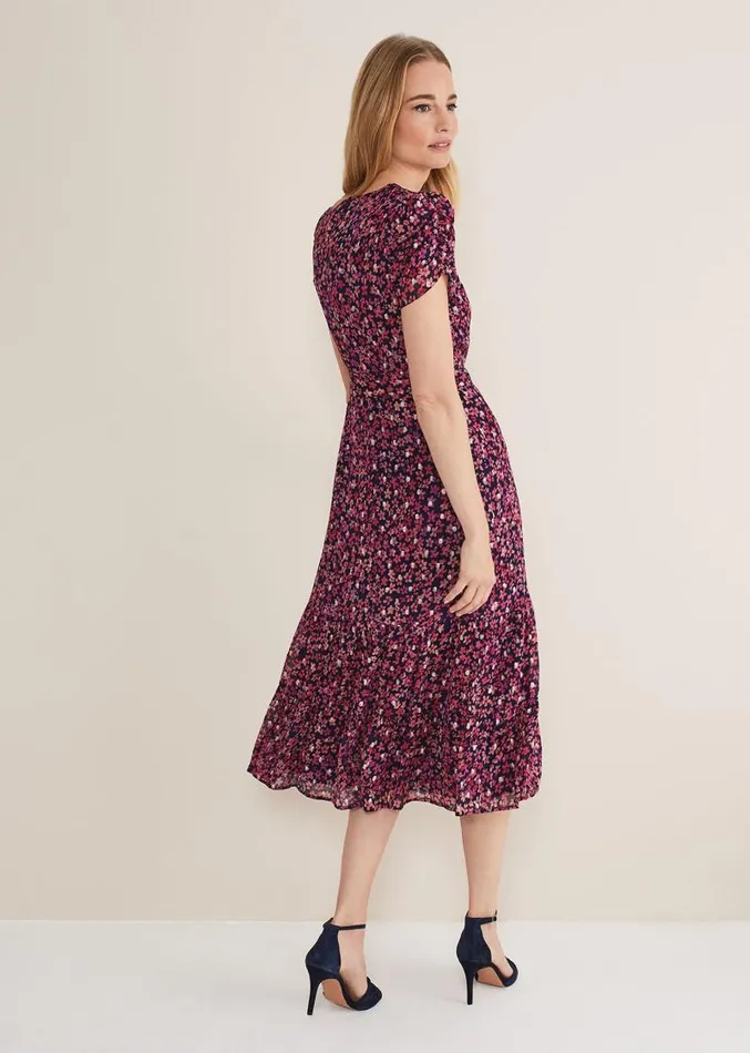 Azalea Ditsy Short Sleeve Midi Dress Pinkmulti Women Phase Eight Dresses