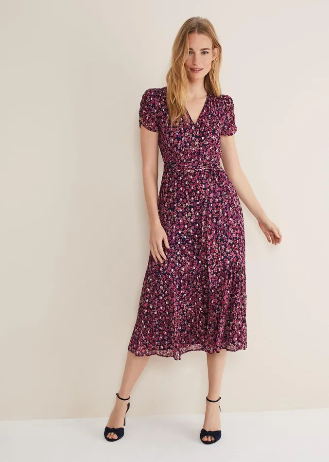 Azalea Ditsy Short Sleeve Midi Dress Pinkmulti Women Phase Eight Dresses