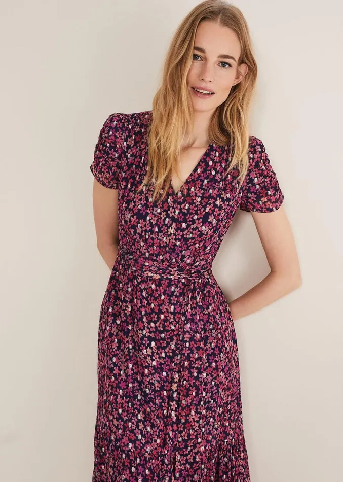 Azalea Ditsy Short Sleeve Midi Dress Pinkmulti Women Phase Eight Dresses