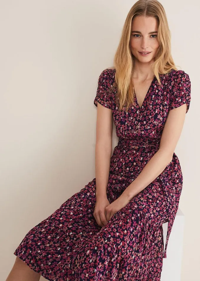 Azalea Ditsy Short Sleeve Midi Dress Pinkmulti Women Phase Eight Dresses