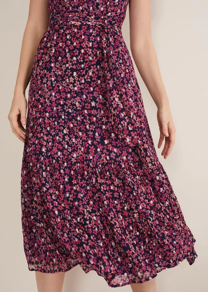 Azalea Ditsy Short Sleeve Midi Dress Pinkmulti Women Phase Eight Dresses
