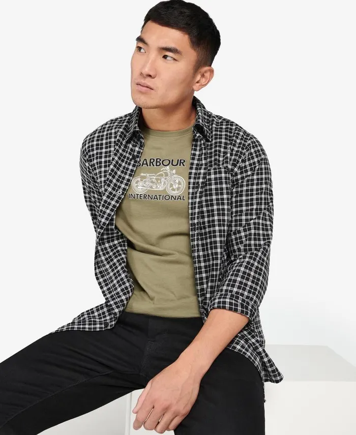 BIntl McCloud Checked Shirt Blackwhisper White Men Barbour Shirts