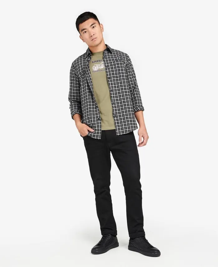 BIntl McCloud Checked Shirt Blackwhisper White Men Barbour Shirts