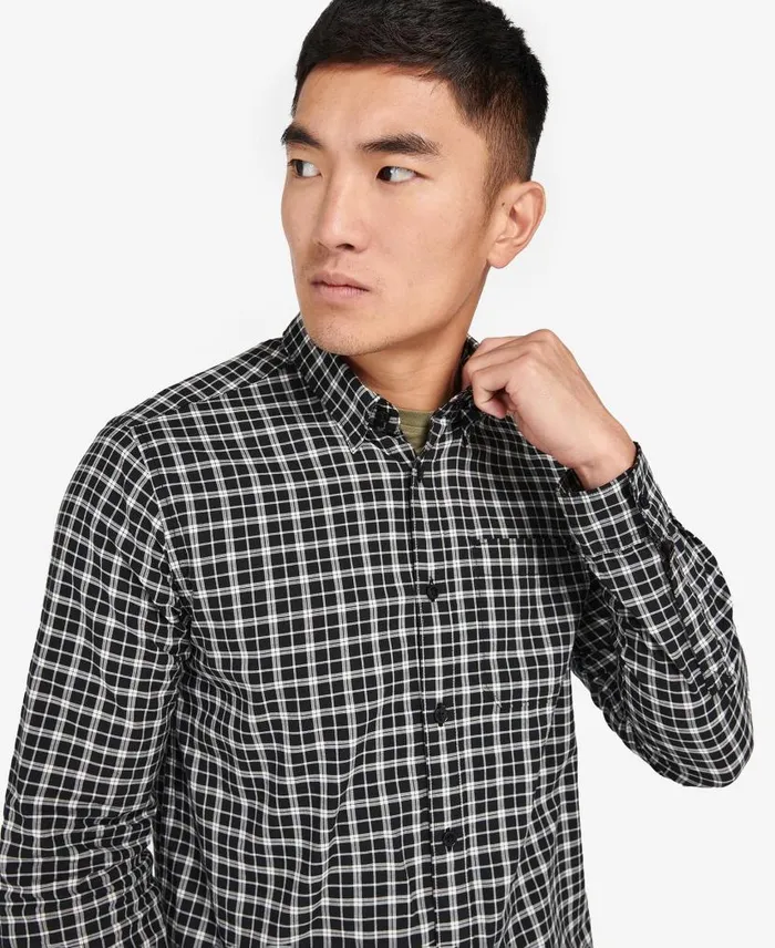 BIntl McCloud Checked Shirt Blackwhisper White Men Barbour Shirts