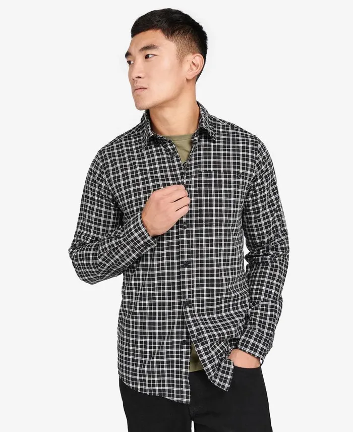 BIntl McCloud Checked Shirt Blackwhisper White Men Barbour Shirts